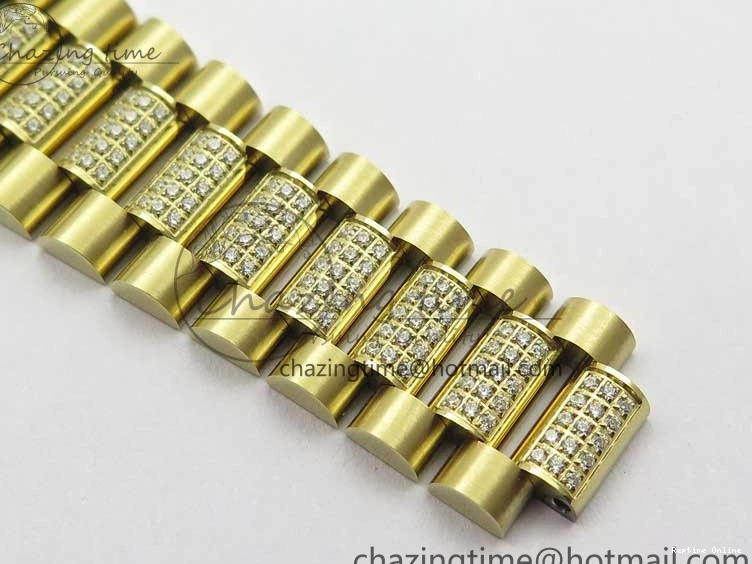 0503 Day-Date 36mm 128235 YG Crystal BP Best Edition Gray MOP Crystal Marker Dial on YG President Bracelet A MultiPurpose 2675